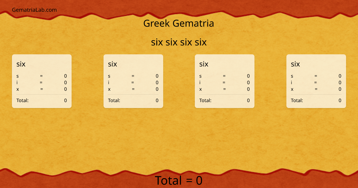 six six six six in greek Gematria